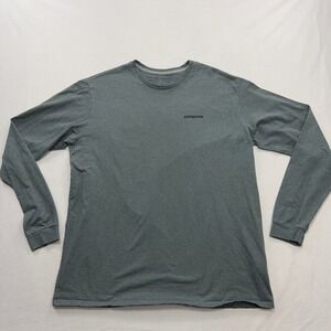 Patagonia Shirt Responsibili-Tee P-6 Logo Long Sleeve Blue Gray Mens XL